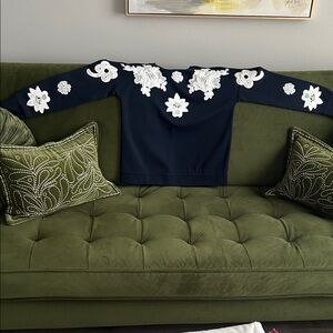 Victoria Beckham for Target Navy and White floral scuba knit sweater. Never worn